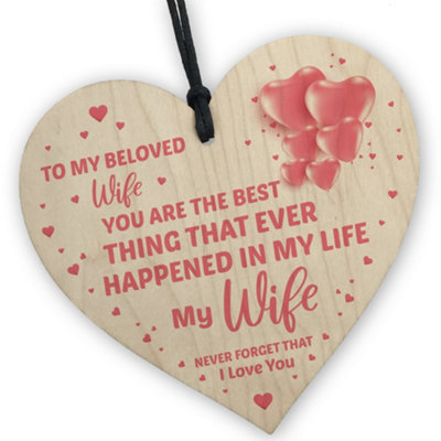 Red Ocean Special Gift For Wife Birthday Valentines Anniversary Wood Heart Romantic Gift For Wife From Husband from B&Q