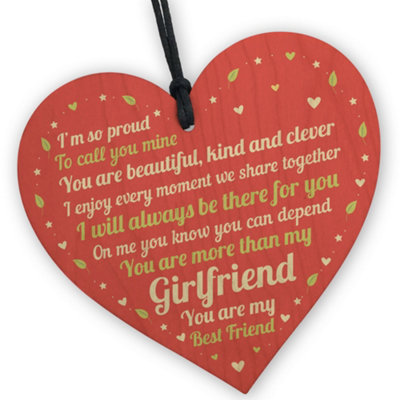 Red Ocean Valentines Gift Girlfriend Wood Heart Anniversary Birthday Gift For Girlfriend Best Friend Keepsake from B&Q