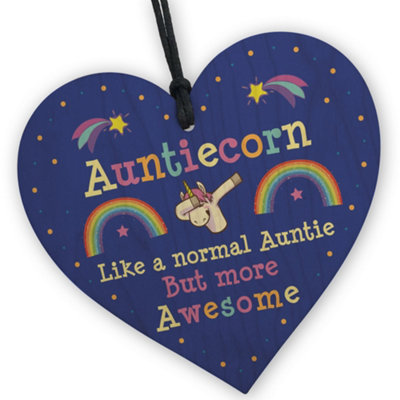 Red Ocean Unicorn Gift For Auntie Aunt Auntie Birthday Gifts Novelty Gift For Her Wooden Heart from B&Q