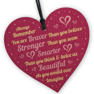 Red Ocean Special Friendship Gift Motivational Sign Braver Stronger Beautiful Plaque Best Friend Gift Sister Gift Colleague Gift from B&Q