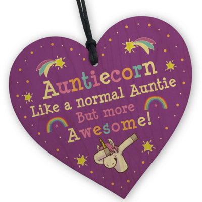 Red Ocean Novelty Auntie Gift From Niece Nephew Funny Wood Heart Auntie Birthday Gifts from B&Q