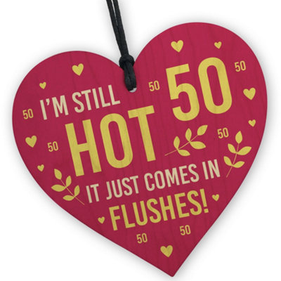 Red Ocean 50Th Birthday Gifts For Women Funny Wooden Heart 50Th Birthday Gift For Mum Nan Sister from B&Q