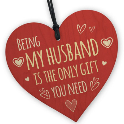 Red Ocean Funny Husband Gifts From Wife Husband Birthday Valentines Anniversary Present Idea Wood Heart Plaque from B&Q