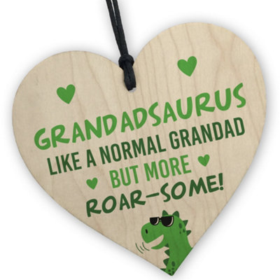 Red Ocean Funny Grandadsauras Like A Normal Grandad But More Roar-SomeWooden HeartNovelty Gift For GrandadBirthday, from B&Q