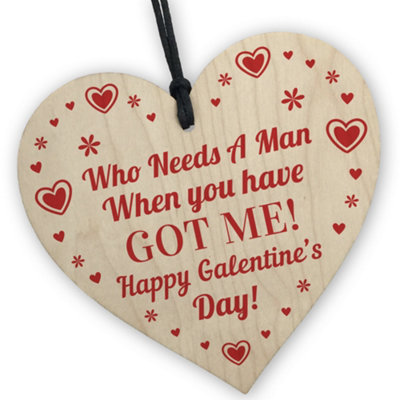 Red Ocean Funny Happy Galentines Day Gift For Friends Wooden Hanging Heart Novelty Valentines Gift For Your Best Friend