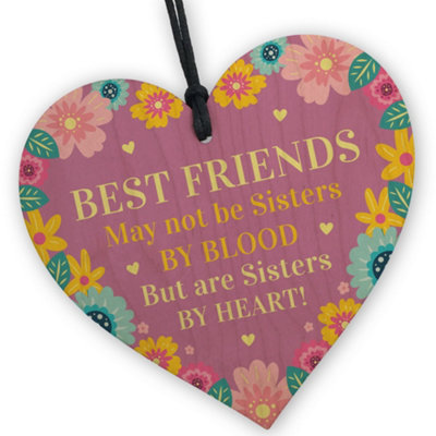 Red Ocean Best Friends Wooden Friendship Hanging Heart Birthday Gift For Her Novelty Friendship Gift For Women
