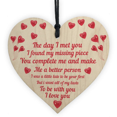 Red Ocean The Day I Met You Special Wooden HeartAnniversary Gift For Him HerAnniversary Gift For Husband Or Wife,