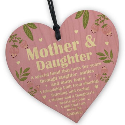 Red Ocean Mother And Daughter Gift Wooden Heart Birthday Mothers Day Gift For Mum Mummy Novelty Plaque from B&Q