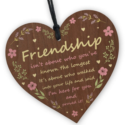 Red Ocean Friendship Gift  Friendship Is Not About Who You've Known The Longest  Best Friends Wooden Hanging Heart from B&Q