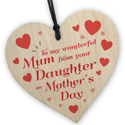 Red Ocean Mothers Day Gifts From Daughter  Wooden Hanging Heart Keepsake Gift For Mum  Mother's Day Gifts From Daughter from B&Q
