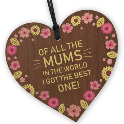 B&Q -  A Present For Mum Mothers Day Gifts Best Mum In The World  Mum Birthday Gift Ideas Handmade Wooden Heart