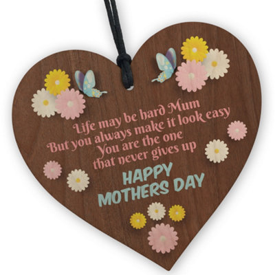 B&Q -  Mothers Day Gift Ideas Wood Heart Mum Gifts Thank You Mum Gift From Daughter Son