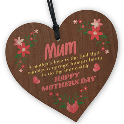 Red Ocean Mum Heart Birthday Mothers Day Gift For Mum Mummy Novelty Plaque Mum Gift From Son Daughter from B&Q