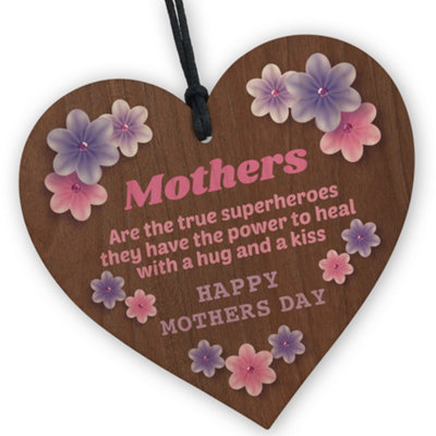 B&Q -  Gift For Mum Mummy Mother Wooden Hanging Heart Mothers Day Gift Birthday Gift For Mum Mummy