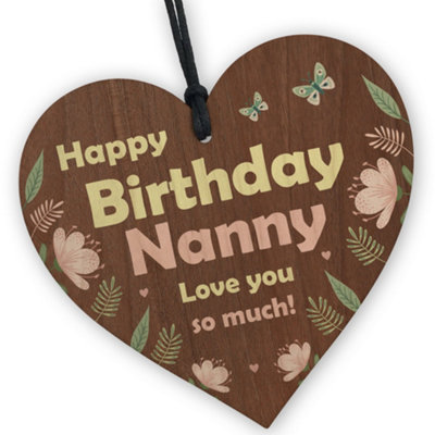 B&Q -  Birthday Gifts For Nanny Wooden Hanging Heart Nanny Gifts From Granddaughter Grandson Keepsake