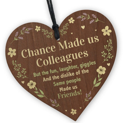Red Ocean Chance Made Us Colleagues Fun And Laughter Novelty Wooden Hanging Heart Leaving Gift Plaque Work Friendship Sign from B&Q