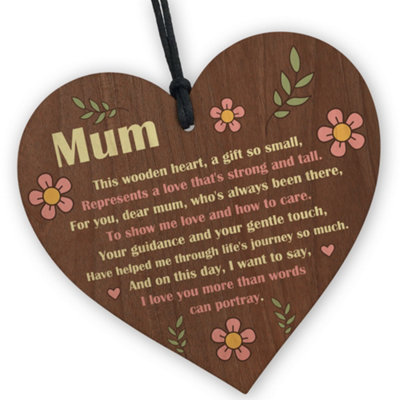 Red Ocean Mum Wooden HeartHandcrafted Keepsake With Sentimental Message  Perfect Gift For Birthday, from B&Q