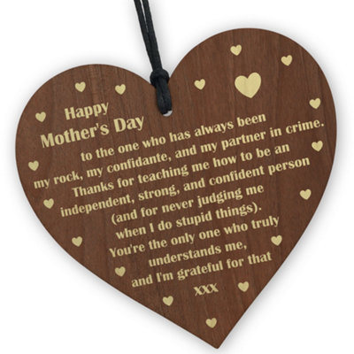 Red Ocean Wooden Hanging Heart Gift For Mum On Mothers Day Appreciation Gift Grateful Gift From Daughter Son Keepsake from B&Q