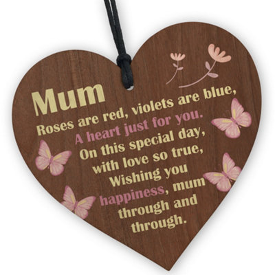 Red Ocean Hanging Wooden Heart Gift For Mum For Mothers Day Birthday Appreciation Gifts For Mum From Daughter Son from B&Q