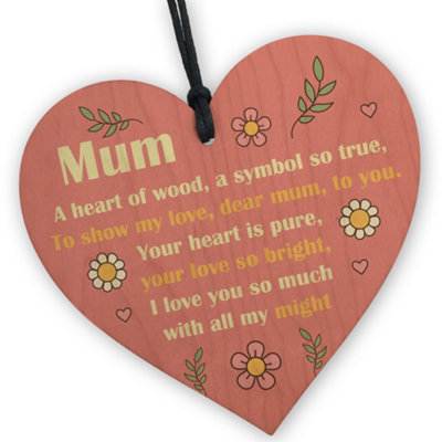 Red Ocean MumLove You With All My Might Wooden HeartHandcrafted Keepsake With Sentimental Message from B&Q