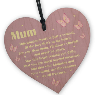 Red Ocean Beautiful Wooden Heart Mum Poem Mothers Day Gift For Mum Birthday Gift For Mum From Daughter Son Keepsake from B&Q