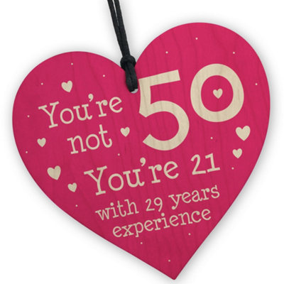 Red Ocean Perfect 50Th Birthday Gift For MumNanSister With A Sense Of Humor Wood Heart Funny 50Th Birthday Gifts For Women from B&Q