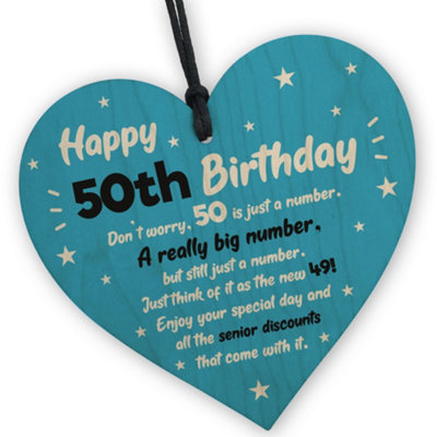 Red Ocean Novelty 50Th Birthday Gifts For Him Her Wooden Heart Funny 50Th Birthday Gift For Mum Dad Nan Grandad Friend from B&Q
