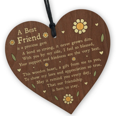 Red Ocean Best Friend Sign Poem Wooden Heart Thank You Gift For Best Friend Birthday Gift For Her Friendship Sign from B&Q