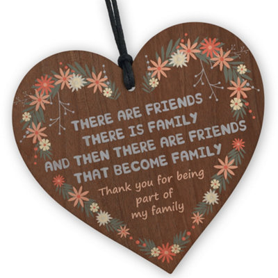 Red Ocean Friends Become Family Wooden HeartHandcrafted Keepsake With Heartfelt Message  Perfect Birthday from B&Q