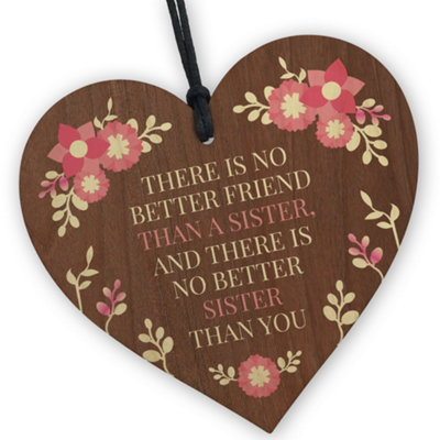 Red Ocean Beloved Sister Wooden HeartHandcrafted Keepsake With Sentimental Message Perfect Birthday Gift For Sister Sibling from B&Q