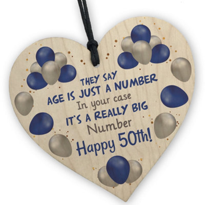 Red Ocean Birthday Gifts For 50Th Birthday Wooden Heart Hilarious 50Th Birthday Gifts For Women Men Mum Dad Nan Grandad Funny from B&Q