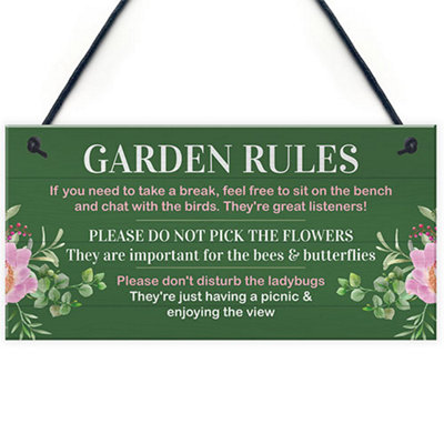 Red Ocean Novelty Garden Rules Sign For Outdoor Decor Funny And Quirky Sign For Garden Enthusiasts from B&Q