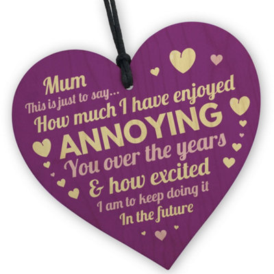 Red Ocean Wooden Heart For MumMessage With A Touch Of Humor Perfect Gift For Mother's DayBirthdayOr Any Occasion from B&Q