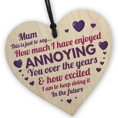 Red Ocean Joke Gift For Mum Birthday Christmas Funny Wood Heart Mum Gift From Daughter Son Funny Mum Gift Keepsake from B&Q