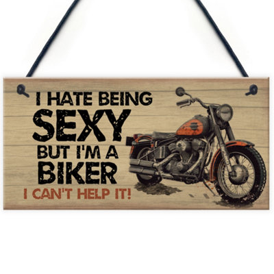 Red Ocean Funny Motorbike Motorcycle Sign Biker Dad Gift For Him Man Cave Sign Hanging Plaque Vintage Sign Garage Wall Decor from B&Q