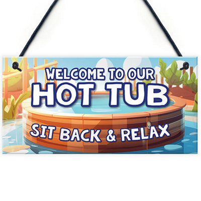 Red Ocean Hot Tub Sign Hanging Wall Plaque Hot Tub Signs And Plaques Shed Summerhouse Sign Home Decor Garden Signs from B&Q