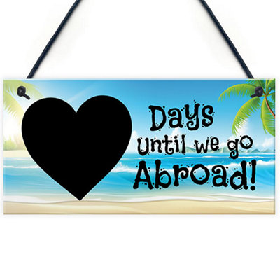 Red Ocean Holiday Countdown Hanging PlaqueDays Until We Go AbroadNovelty Hanging Count Down To Holiday Signs from B&Q