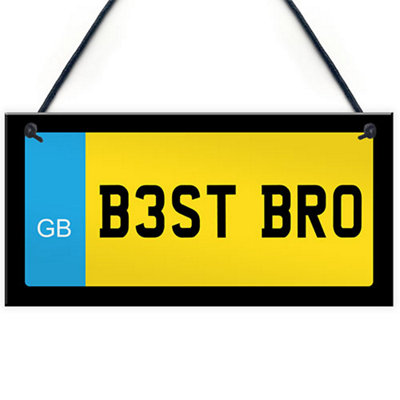 Red Ocean Best Bro Novelty Number Plate Sign Birthday Gift For Brother Funny Gift For Him Wall Bedroom Sign from B&Q
