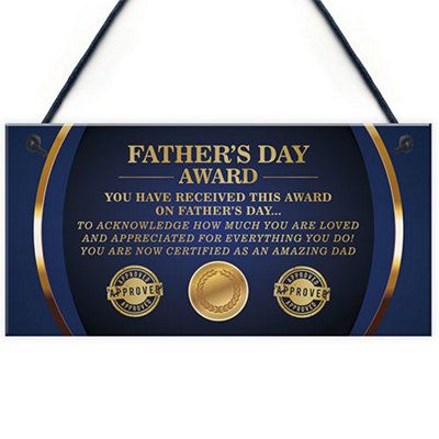 B&Q -  Fathers Day Award Sign Funny Fathers Day Gift For Dad From Daughter Son Office Sign Gift For Him Dad