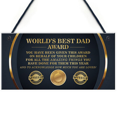 B&Q -  Best Dad Award Dad Sign Fathers Day Gift From Daughter Son Dad Gifts For Birthday Gift For Him Thank You Gift