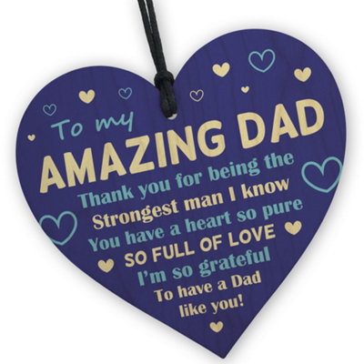Red Ocean Amazing Dad Gift For Fathers Day Birthday Wood Heart Novelty Dad Gift From Daughter Son from B&Q