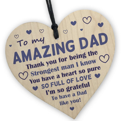 Red Ocean Birthday Gift For Dad Wood Heart Fathers Day Gift For Amazing Dad From Daughter Son Keepsake from B&Q