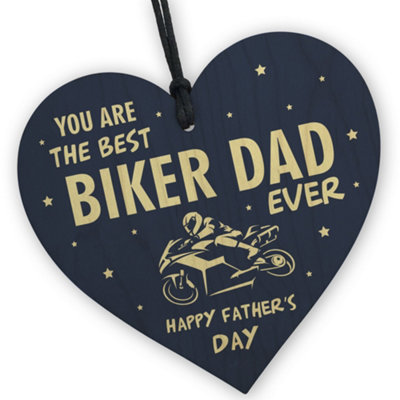 Red Ocean Motorbike Biker Bike Gift Fathers Day Gift For Dad Daddy Wooden Heart Hanging Sign from B&Q