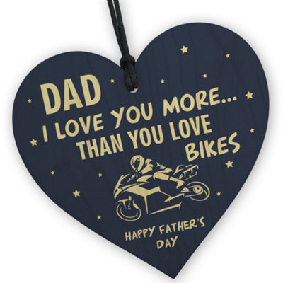 Red Ocean Funny Fathers Day Gift Motorbike Biker Bike Gift For Dad Daddy Wooden Heart Hanging Sign from B&Q