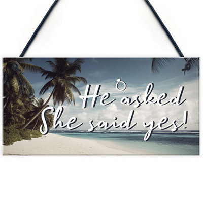 Red Ocean Engagement Gift For Couple Daughter Son He Asked She Said Yes Congratulations Gift Beach Theme from B&Q