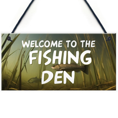 Red Ocean Fishing Den Sign Fishing Sign Fishing Accessories Shed Sign Fathers Day Gift Birthday Gift For Dad Grandad from B&Q