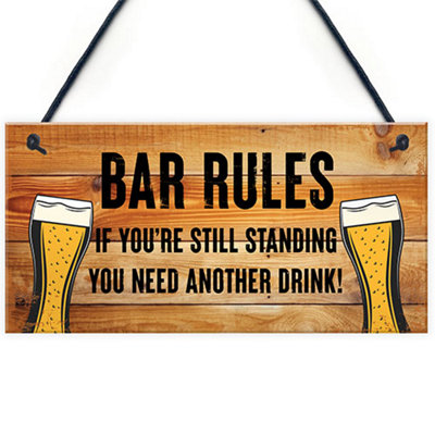 Red Ocean Bar Signs For Home Bar Rules Funny Quote Shabby Chic Novelty Bar Sign Gift For Him Her from B&Q