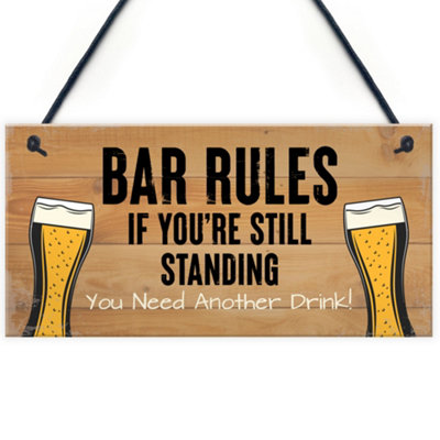 Red Ocean Bar Rules Bar Signs And Plaques Funny Quote Shabby Chic Novelty Home Bar Sign Gift For Him Her from B&Q