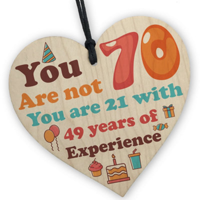 B&Q -  70Th Birthday Gifts For Women MenNovelty Wooden Heart Birthday Gift70Th Gift For Mum Dad Nan Grandad Grandma