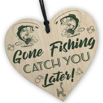 Red Ocean Gone Fishing Catch You Later Funny Fishing Sign Fisherman Gifts For Birthday Christmas Dad Grandad Uncle Gift from B&Q